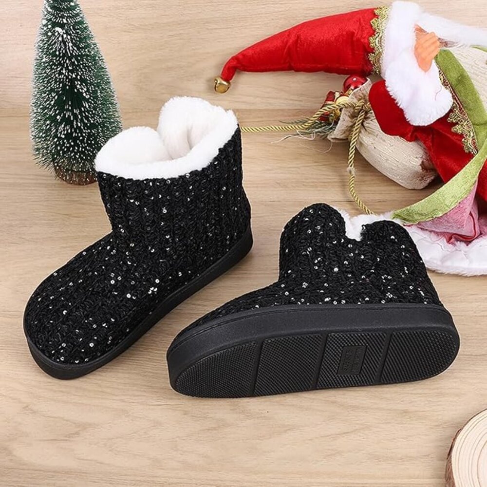 Warm Chenille Knit Bootie Slippers